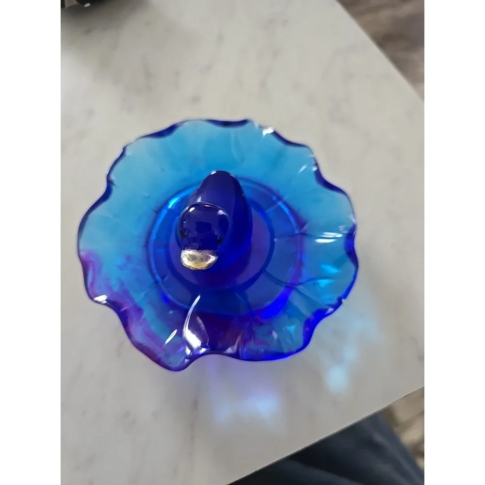 Handmade Resin Duck In Pond Blue Dish‎ 677